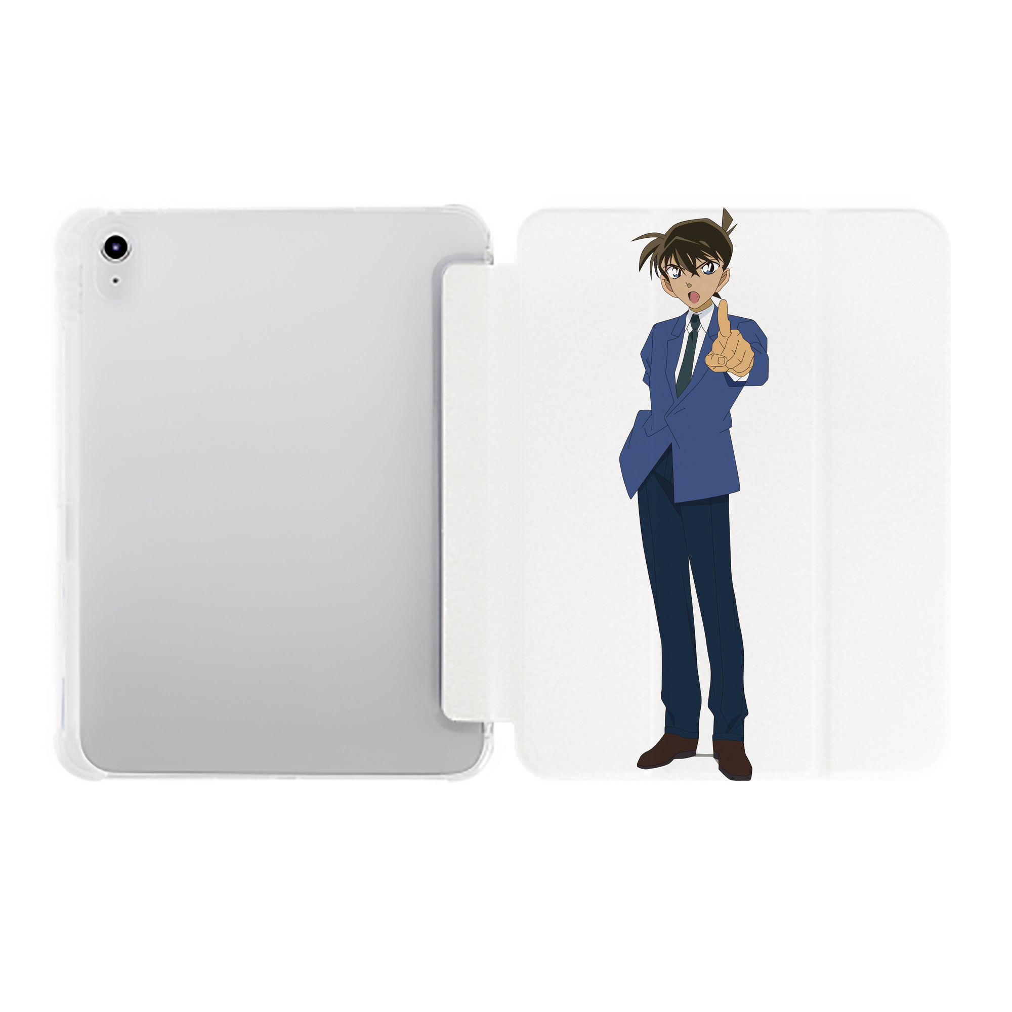 （画像用） 名探偵コナン 江戸川 コナン Detective Conan Conan Edogawa IPad ケース ペン収納付き 三つ折りスタンド PUレザー×シリコン 対応機種9.5/10.5/10.9インチ